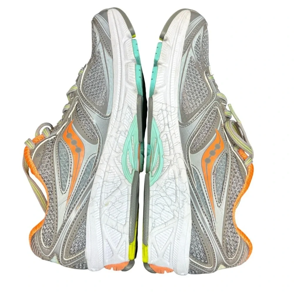 Saucony Guide 7 PowerGrid Women's Running Shoes Size 7 Gray Orange Teal - Picture 2 of 9